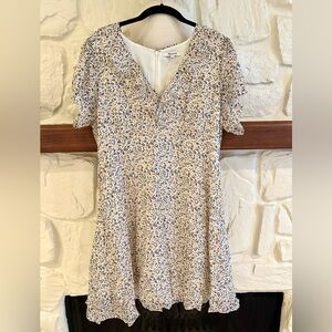 Madewell 100% silk floral ruffle dress